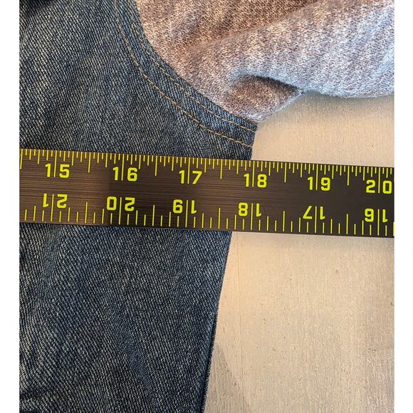 Free People Denim Distressed Hoodie Jacket SZ Medium - Picture 5 of 6